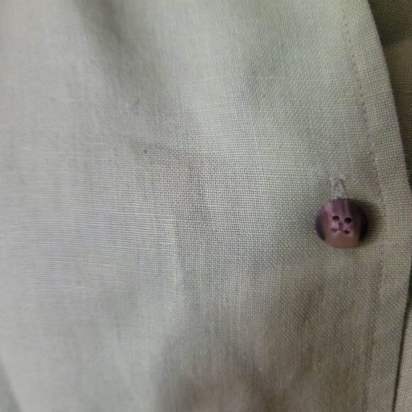 Elisabeth Womens Long-Sleeve Light Green Button-Up Linen Shirt Size 16 - Picture 6 of 6